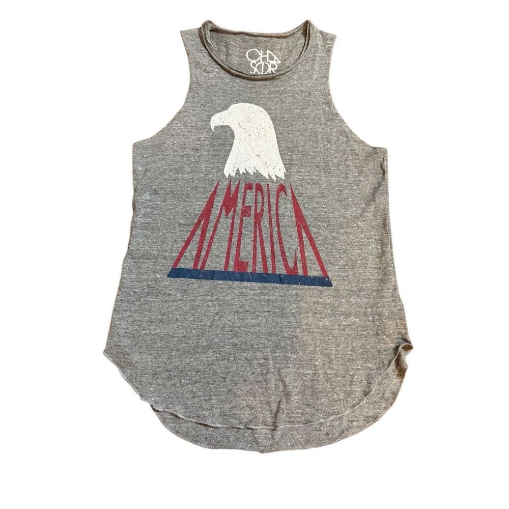 Chaser Bald‎ Eagle America White Red Grey Muscle Tank Sz S